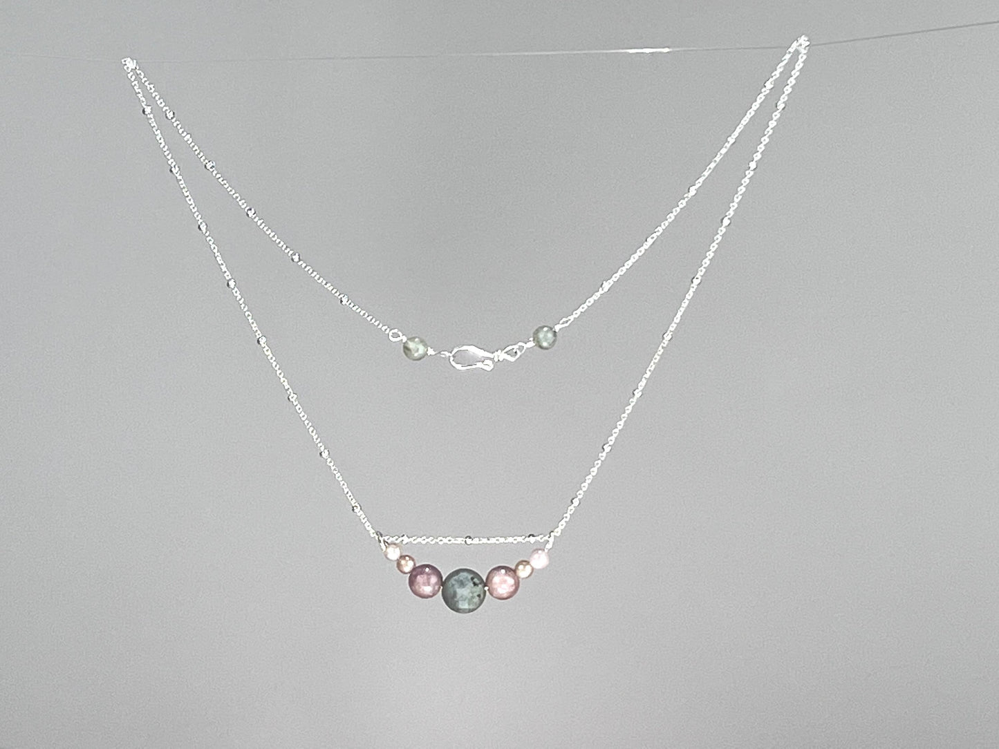 Sterling Silver Labradorite and Sunstone Necklace