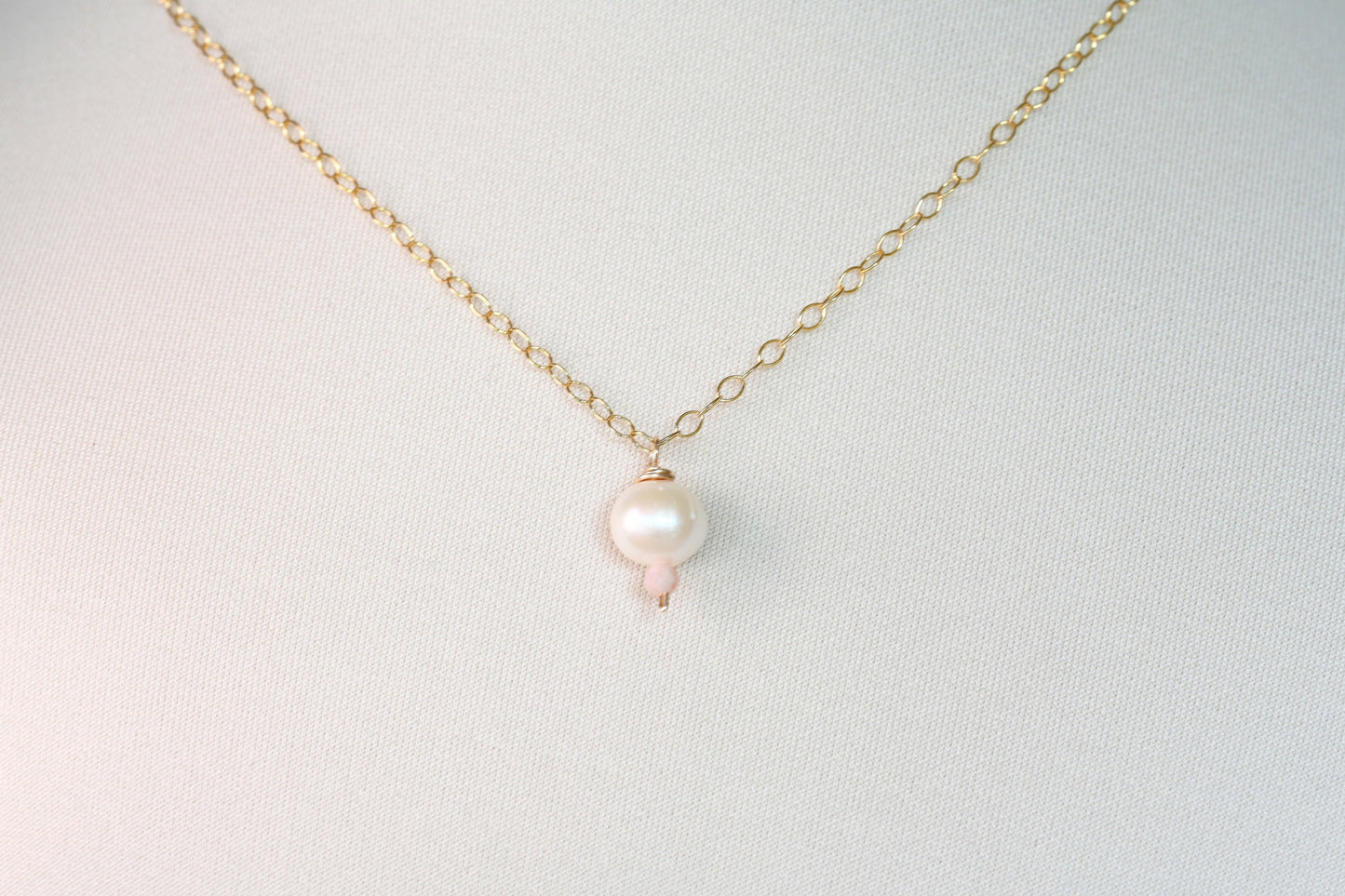 Pink Opal and Pearl Necklace