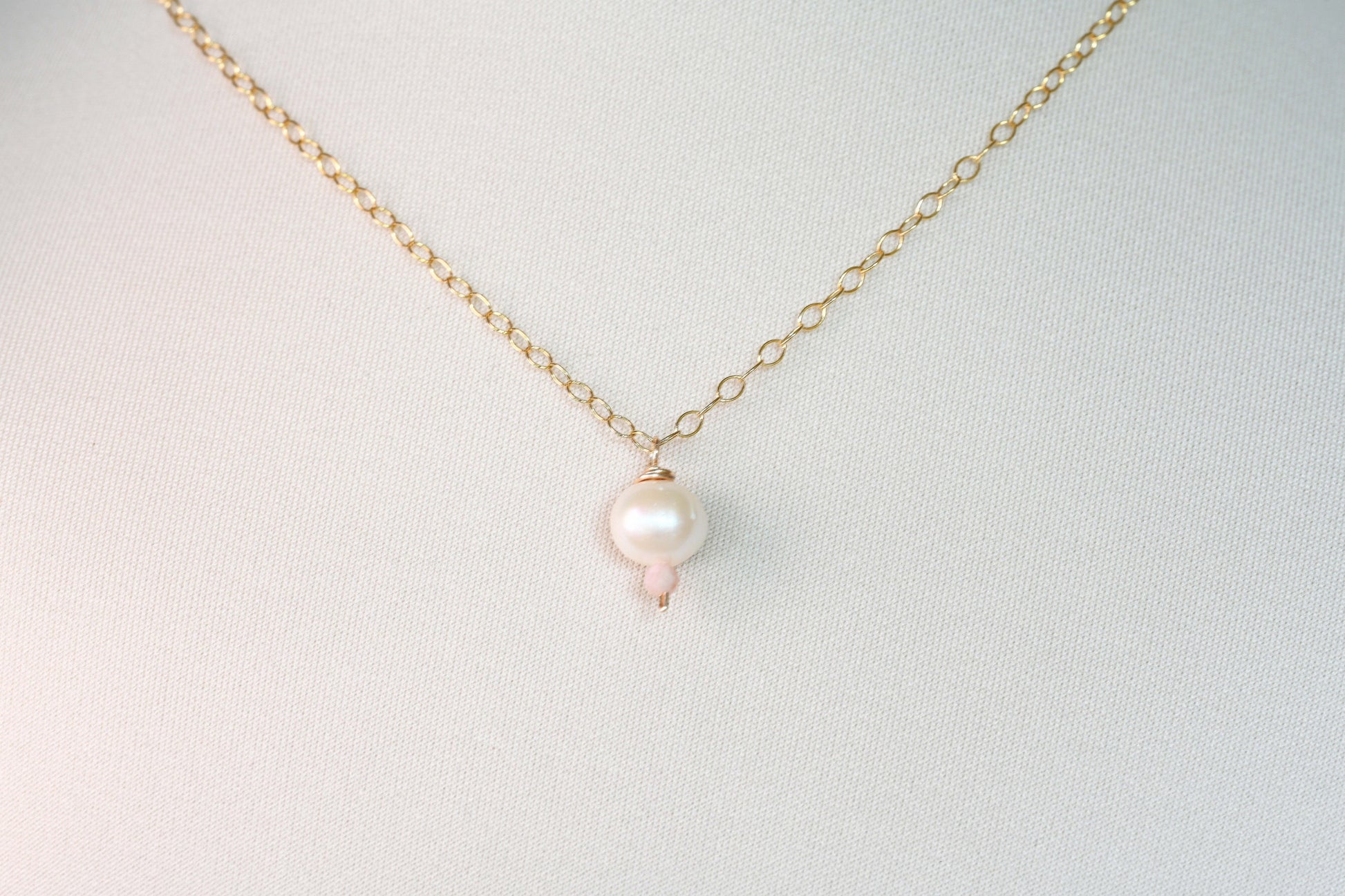 Pink Opal and Pearl Necklace