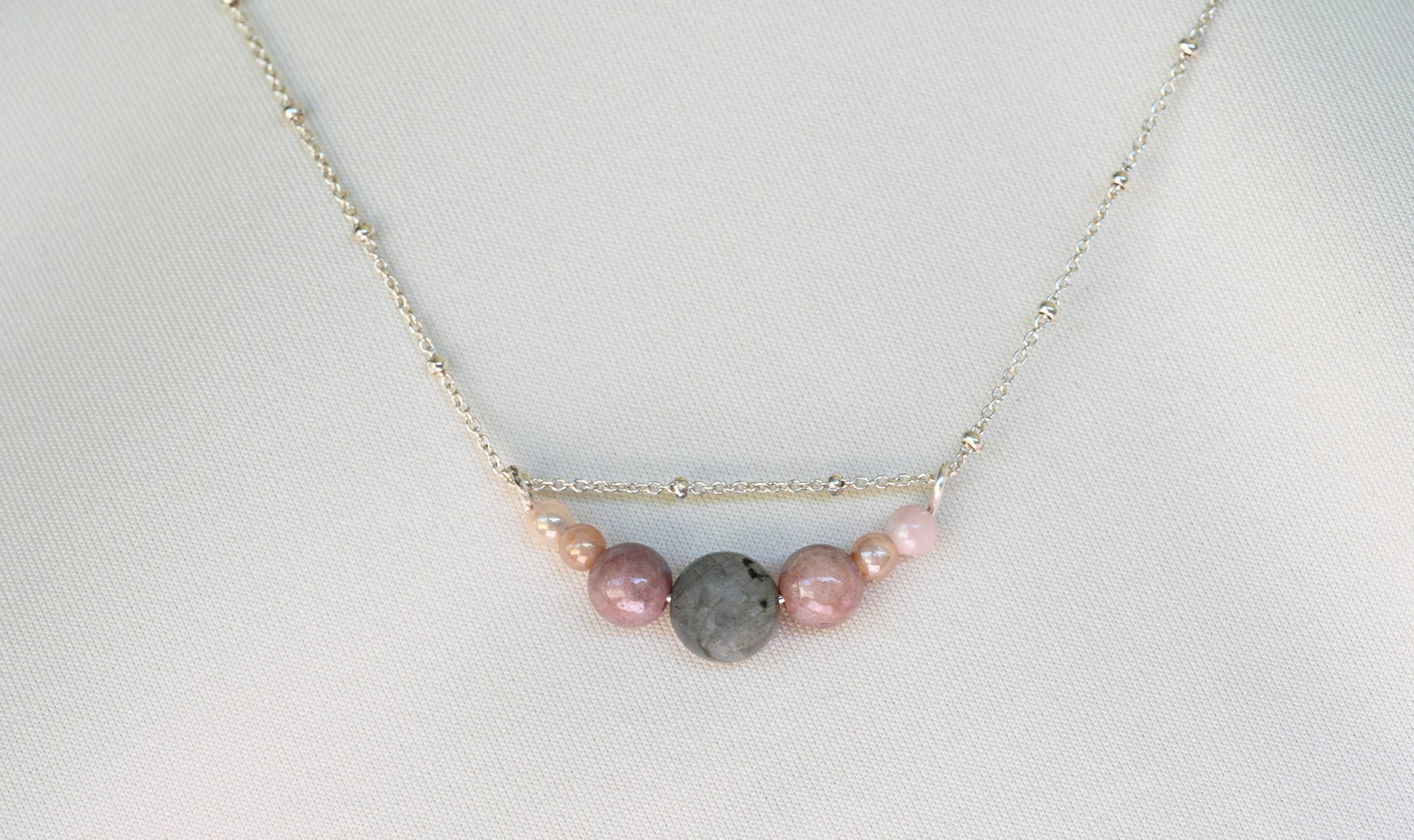 Sterling Silver Labradorite and Sunstone Necklace