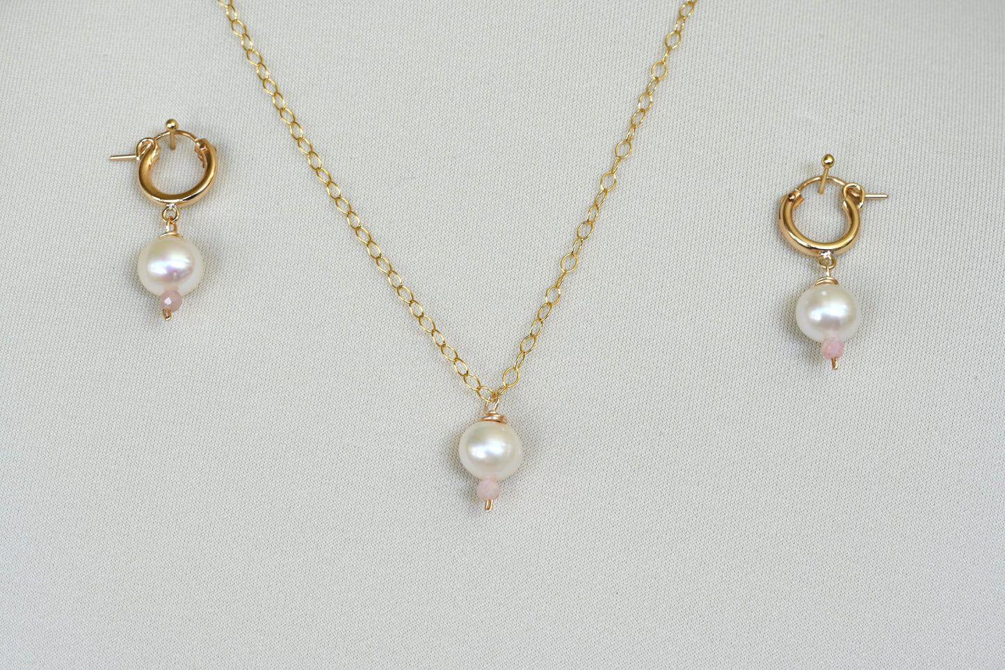 Pink Opal and Pearl Necklace