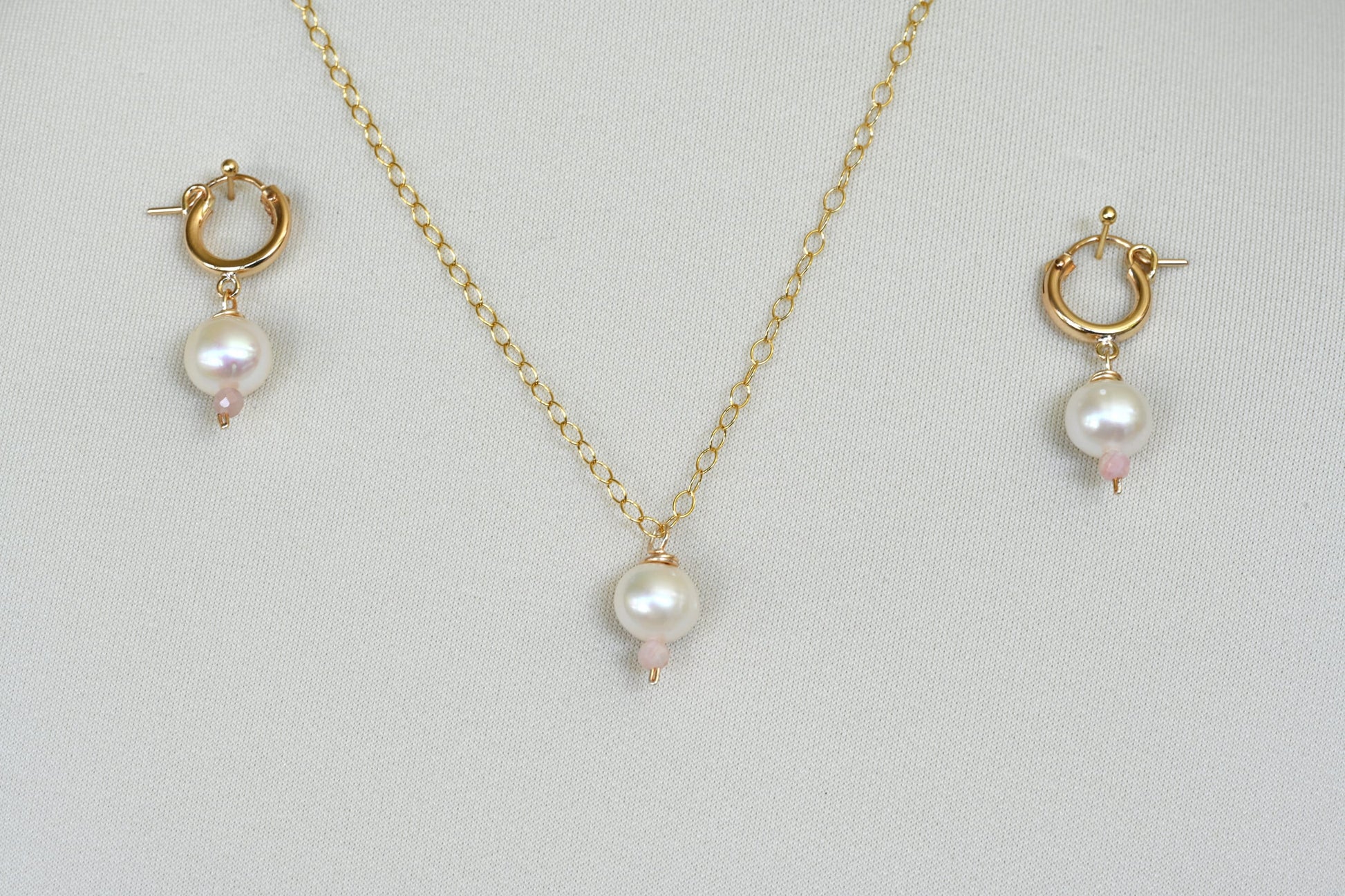 Pink Opal and Pearl Necklace