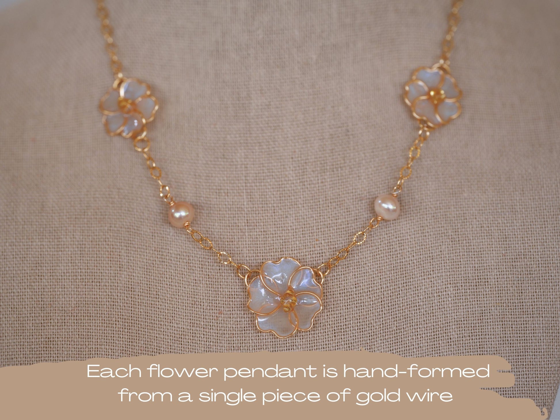 In Full Bloom - Gold Station Necklace with Pearls